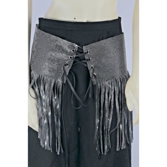 Sparkly High Waist Rhinestone Fringe Mini Skirt Party Festival Size S - Picture 4 of 8